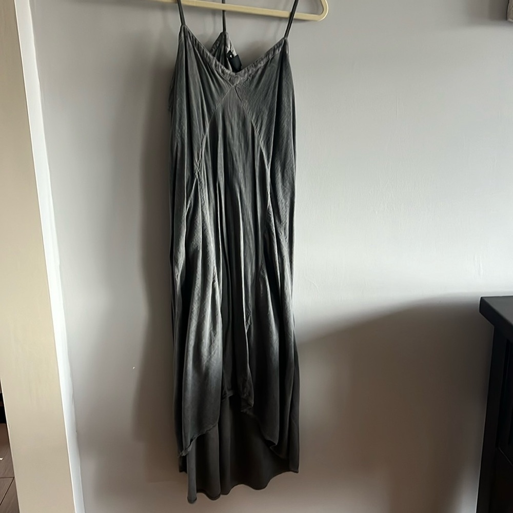 Elegant Gray Gauzy Cotton Dress